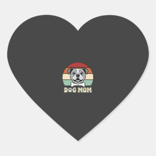 Pegatina En Forma De Corazón Mamá Perro Retro Vector Bulldog