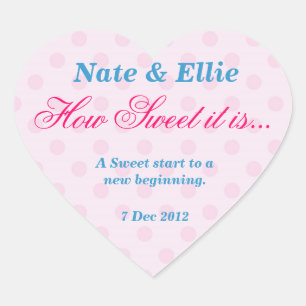 Pegatina En Forma De Corazón Manchado del rosa y blanco cómo es dulce es