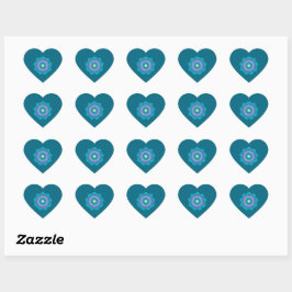 Pegatina En Forma De Corazón Mandalá Colorido sobre Fondo Azul