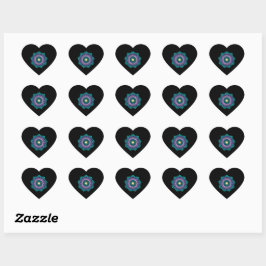 Pegatina En Forma De Corazón Mandalá Colorido sobre Fondo Negro