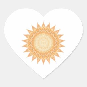Pegatina En Forma De Corazón "Mandala del girasol dorado - la luz dentro de ti"