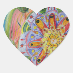 Pegatina En Forma De Corazón Mandala dibujando Pegatinas del corazón, brillante