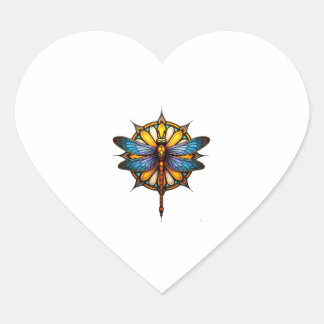 Pegatina En Forma De Corazón Mandala Dragonfly Luminous Sacred Geometry Spiritu