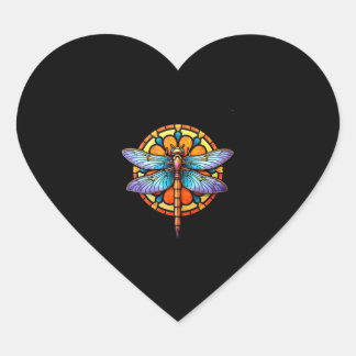 Pegatina En Forma De Corazón Mandalá Libélula Luminosa Geometría Sagrada Espiri