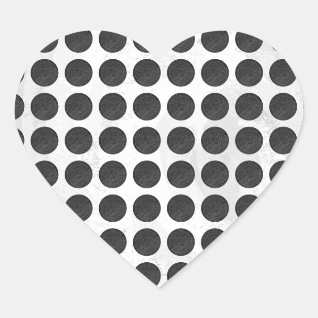 Pegatina En Forma De Corazón Manhole Cubre Mármol Negro (Anverso)