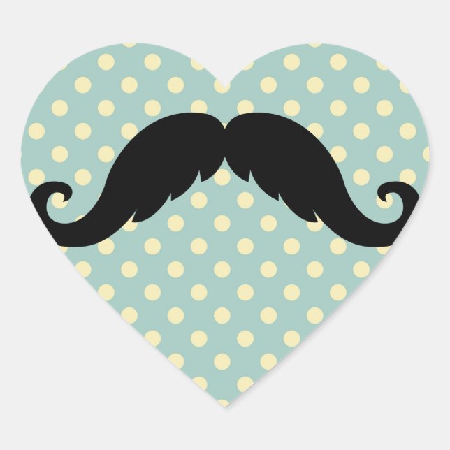 Pegatina En Forma De Corazón Manillar negro retro Mustache Mustache (Anverso)
