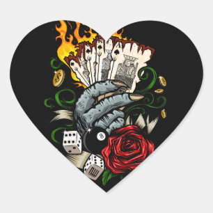 Pegatina En Forma De Corazón Mano De Tarjetas