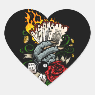 Pegatina En Forma De Corazón Mano De Tarjetas