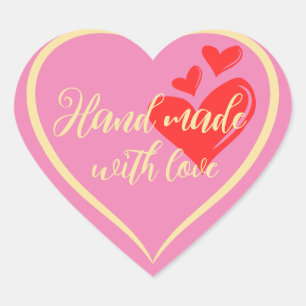 Pegatina En Forma De Corazón Mano personalizada hecha con amor Textos