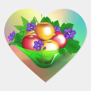 Pegatina En Forma De Corazón Manzanas en Vase