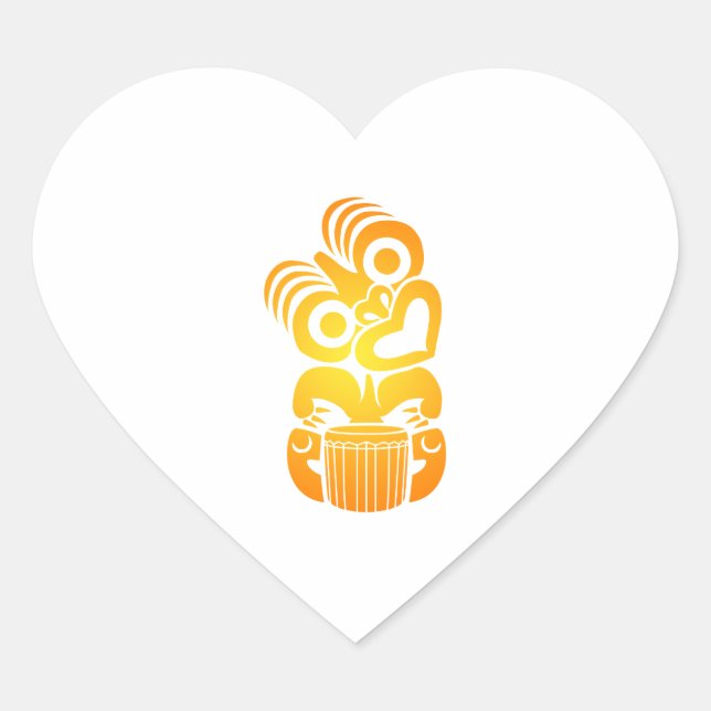 Pegatina En Forma De Corazón Maori - Hei Tiki Drummer (Anverso)