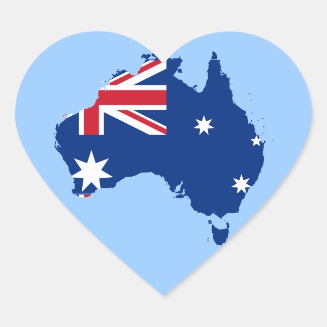 Pegatina En Forma De Corazón mapa de bandera de australia (Anverso)