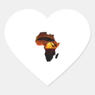 Pegatina En Forma De Corazón Mapa de jirafas de época Papá Animales del Sur Saf
