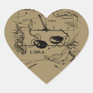 Pegatina En Forma De Corazón Mapa de la constelación de Libra Hevelius alrededo