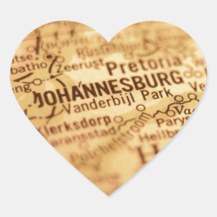 Pegatina En Forma De Corazón Mapa de la época de JOHANNESBURG