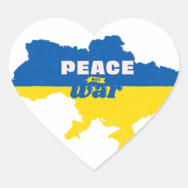 Pegatina En Forma De Corazón Mapa de paz no guerra (Anverso)