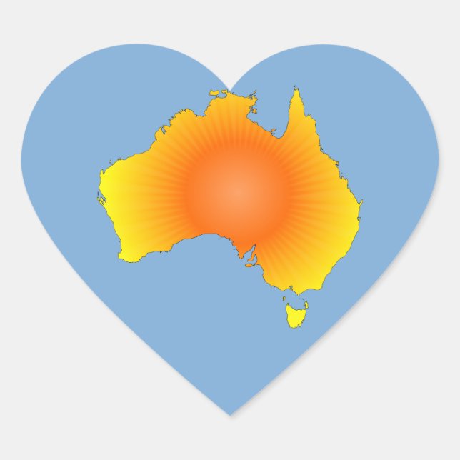 Pegatina En Forma De Corazón Mapa de Sunny Australia (Anverso)