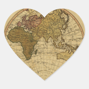 Pegatina En Forma De Corazón Mapa del hemisferio oriental del Antique William F
