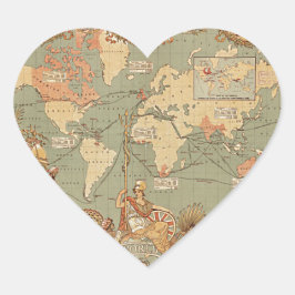Pegatina En Forma De Corazón Mapa del mundo victoriano del Imperio Británico
