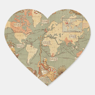 Pegatina En Forma De Corazón Mapa del mundo victoriano del Imperio Británico