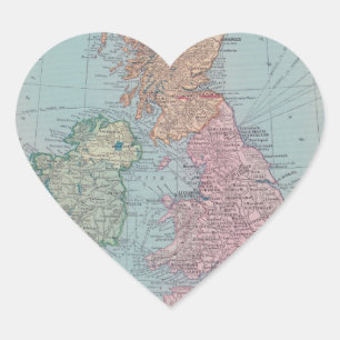 Pegatina En Forma De Corazón Mapa del vintage de Inglaterra