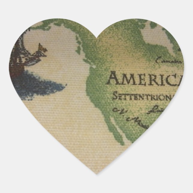 Pegatina En Forma De Corazón Mapa Mundial - Estados Unidos (Anverso)