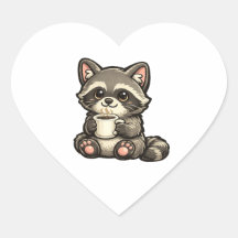 Mapache Adorable con Café – Animal Kawaii Acogedor