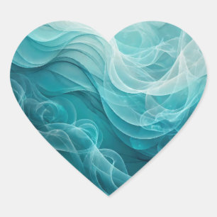 Pegatina En Forma De Corazón Mar azul turquesa cielo remolino soñador