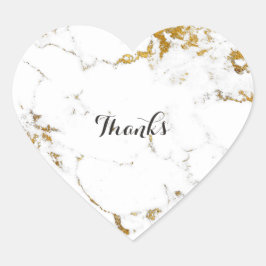 Pegatina En Forma De Corazón Marble White Carrara Stone Gold Sencillamente Cora