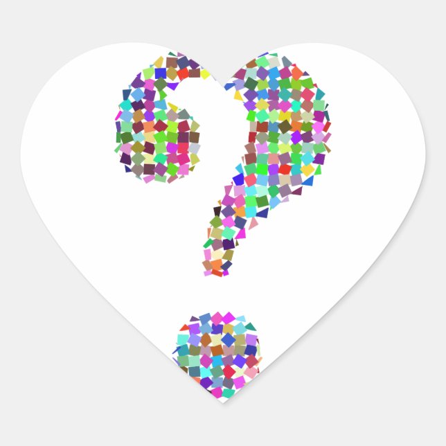 Pegatina En Forma De Corazón Marca de preguntas de la plataforma del arcoiris (Anverso)