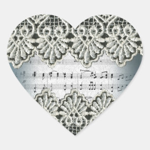 Pegatina En Forma De Corazón Marcha boda con Pegatina del corazón de encaje