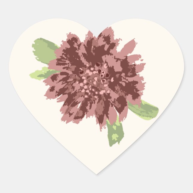 Pegatina En Forma De Corazón Marco de margaritas rojas. (Anverso)