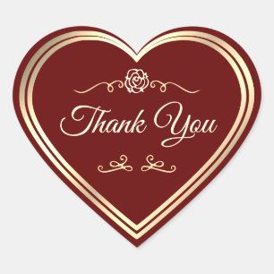 Pegatina En Forma De Corazón Marco Dorado Rojo Profundo Vintage Rosa Linda Grac