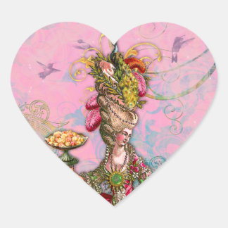 Pegatina En Forma De Corazón Marie Antoinette Hot Pink & Peacock