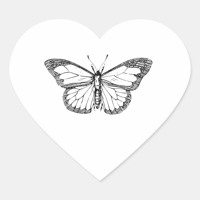 Pegatina En Forma De Corazón Mariposa (Anverso)