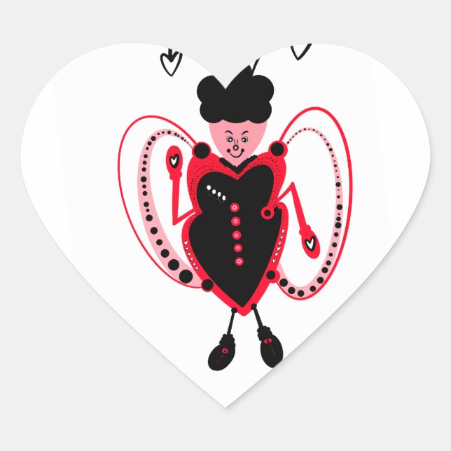 Pegatina En Forma De Corazón Mariposa cardíaca (Anverso)