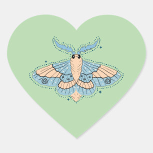 Pegatina En Forma De Corazón Mariposa Celestial Caprichosa — Azul Suave y Meloc