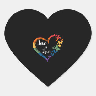 Pegatina En Forma De Corazón Mariposa Corazón Arcoiris Amor Gay Copia LGBT