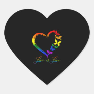 Pegatina En Forma De Corazón Mariposa Corazón Arcoiris Amor Gay LGBT