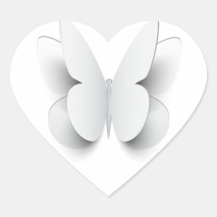 Pegatina En Forma De Corazón Mariposa - corte del efecto de papel