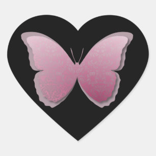 Pegatina En Forma De Corazón Mariposa de encaje (Mauve)