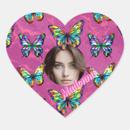 Pegatina En Forma De Corazón Mariposa de vidrio templado