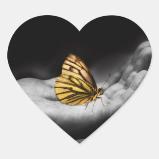 Pegatina En Forma De Corazón Mariposa en la mano