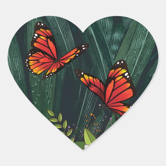 Pegatina En Forma De Corazón Mariposa Monarca Feb 6_21 (Anverso)