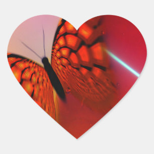 Pegatina En Forma De Corazón Mariposa y corazones