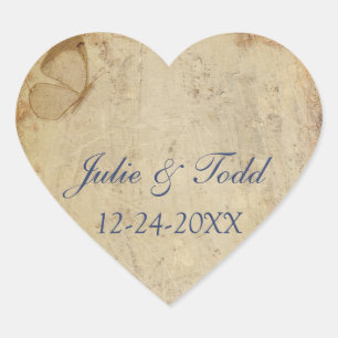 Pegatina En Forma De Corazón Mariposas de época