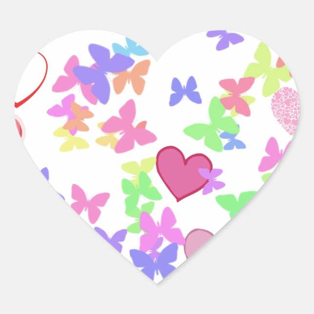 Pegatina En Forma De Corazón mariposas y corazones (Anverso)