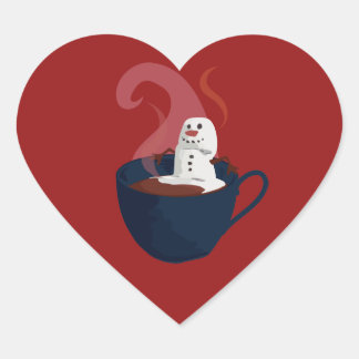 Pegatina En Forma De Corazón Marisma De Nieve En Cacao Caliente