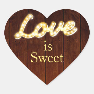 Pegatina En Forma De Corazón Marquee Lights Love is Sweet - barn board