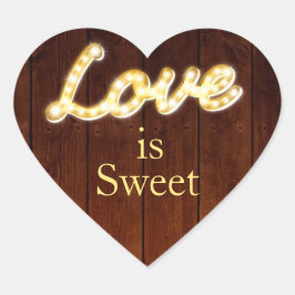 Pegatina En Forma De Corazón Marquee Lights Love is Sweet - barn board
